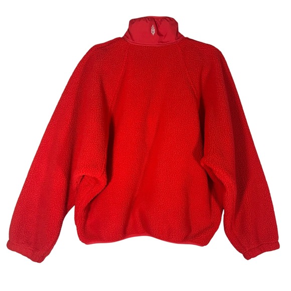 FP Movement Free People Hit The Slopes Fleece Pullover Sz L Snap Front Red Boxy - Picture 4 of 12